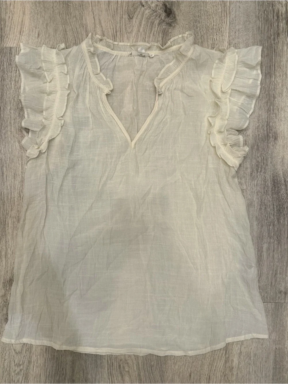 Mine Cream Ruffle Sleeve Blouse | Size Medium - Picture 2 of 3